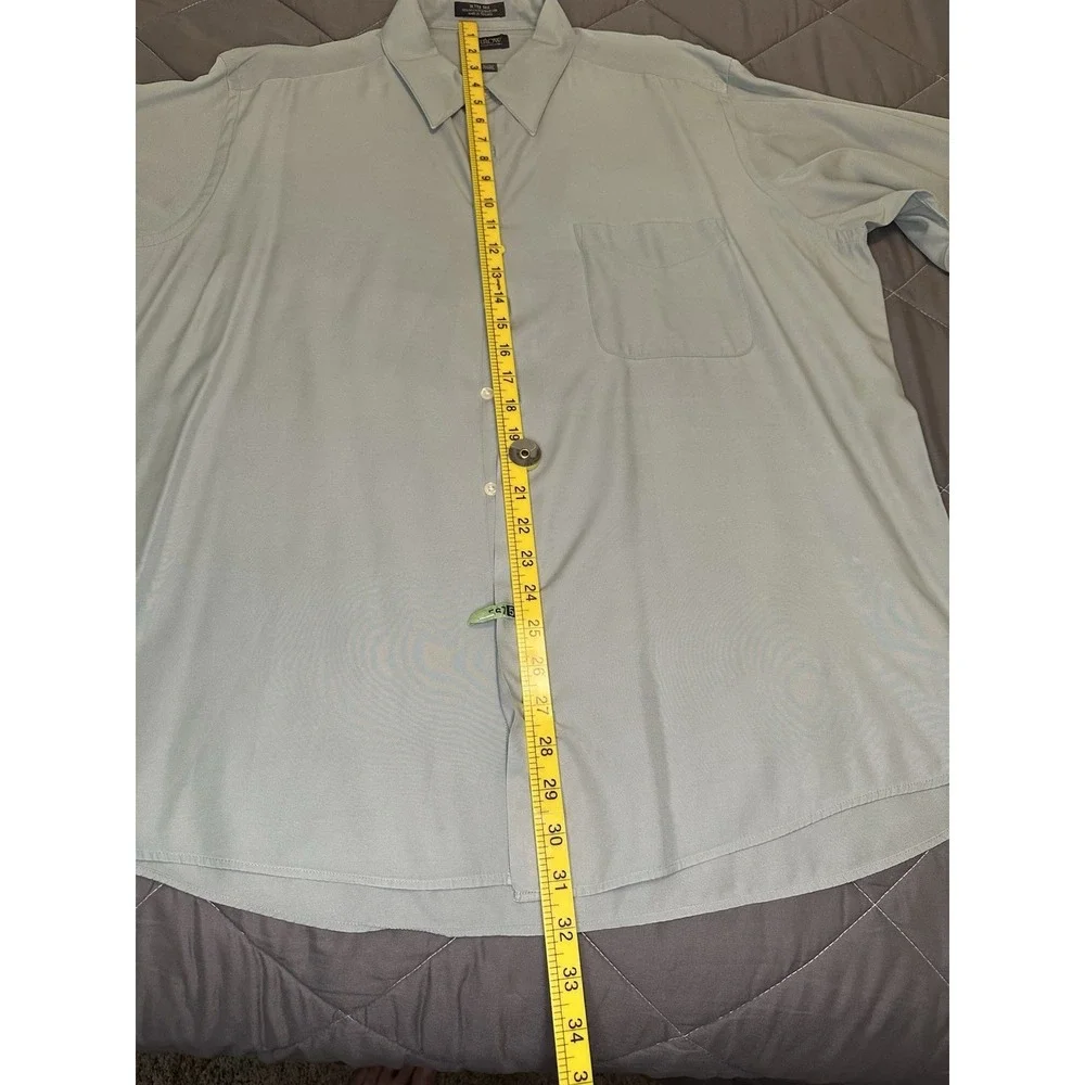 Arrow Satin Twill \Green Long Sleeve Button-Up‎ Shirt Men's XL 17 34/35 - Picture 4 of 9